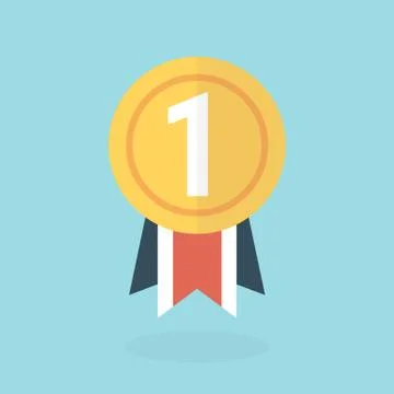 Medal Icon, flat design, vector. Stock Illustration