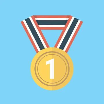 Medal icon, flat design, vector Stock Illustration