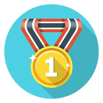 Medal icon, flat design, vector Stock Illustration