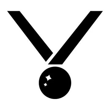 Medal Icon isolated on white background. Black silhouette of winner symbol. Stock Illustration