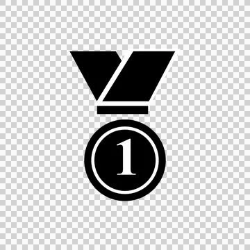 Medal icon with one number linear style isolated. First position award emblem Stock Illustration