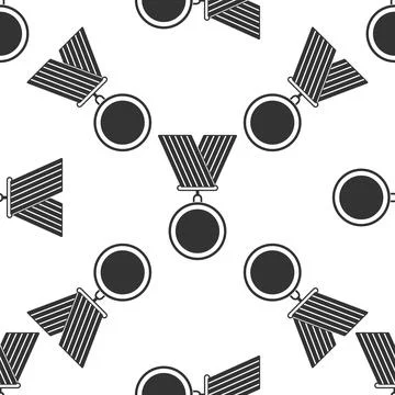 Medal icon seamless pattern on white background. Winner symbol. Flat design Illustrazione stock