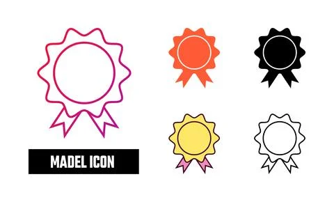 Medal Icon Set Vector Illustration Stock Illustration