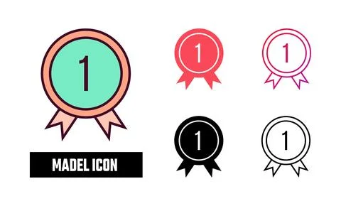 Medal Icon Set Vector Illustration Stock Illustration