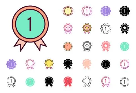 Medal Icon Set Vector Illustration Stock Illustration