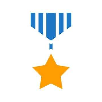 Medal icon solid blue orange blue colour military symbol perfect. Illustrazione stock