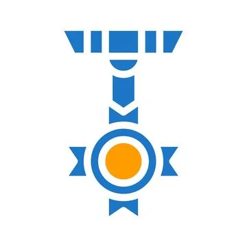 Medal icon solid blue orange blue colour military symbol perfect. Stock Illustration