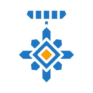 Medal icon solid blue orange blue colour military symbol perfect. イラスト素材