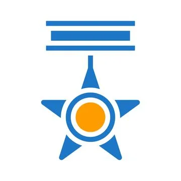 Medal icon solid blue orange blue colour military symbol perfect. Stock Illustration