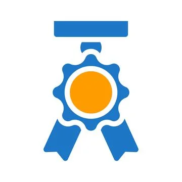Medal icon solid blue orange blue colour military symbol perfect. イラスト素材