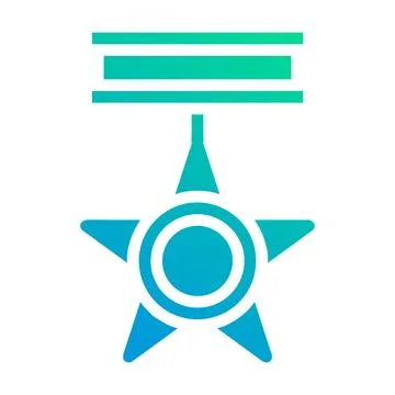 Medal icon solid gradient green blue style military illustration vector arm.. Stock Illustration