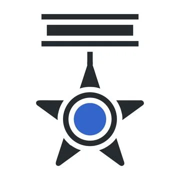 Medal icon solid grey blue colour military symbol perfect. Stock Illustration