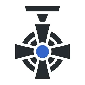 Medal icon solid grey blue colour military symbol perfect. Stock Illustration