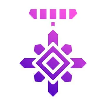 Medal icon solid style gradient purple pink colour military illustration ve.. Stock Illustration