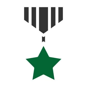 Medal icon solid style grey green colour military illustration vector army .. Stock Illustration