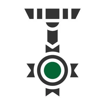 Medal icon solid style grey green colour military illustration vector army .. Stock Illustration