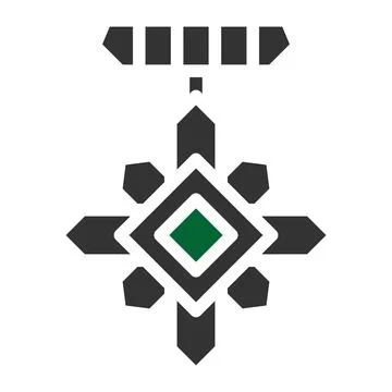 Medal icon solid style grey green colour military illustration vector army .. Illustrazione stock