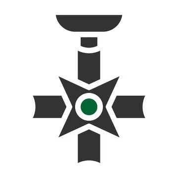 Medal icon solid style grey green colour military illustration vector army .. Illustrazione stock