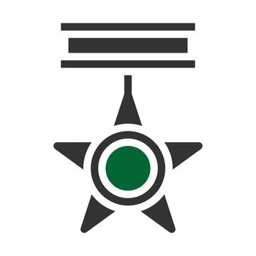 Medal icon solid style grey green colour military illustration vector army .. Stock Illustration