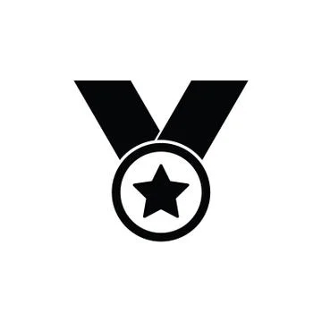 Medal icon vector black vector Stock Illustration