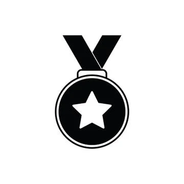 Medal icon vector black vector Stock Illustration