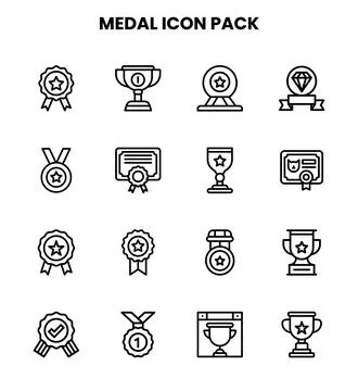 Medal Line Set Icons Pack Stock Illustration