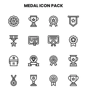 Medal Line Vector Icons Pack Stock Illustration