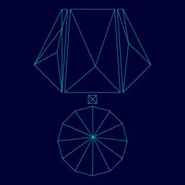 Medal low poly triangulation triangulated polygonal electric cyan blue vibr.. Stock-Illustration