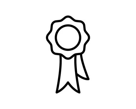 Medal with ribbon premium quality vector icon. Best choice label, certified b Stock Illustration