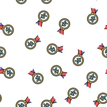 Medal runner award vector seamless pattern Stock Illustration
