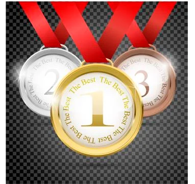 Medal set on transparent background Stock Illustration