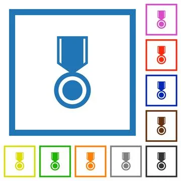 Medal solid flat framed icons Stockillustratie