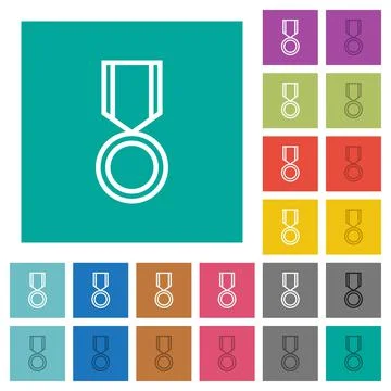 Medal square flat multi colored icons Stock Illustration