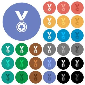 Medal with star round flat multi colored icons Stock Illustration