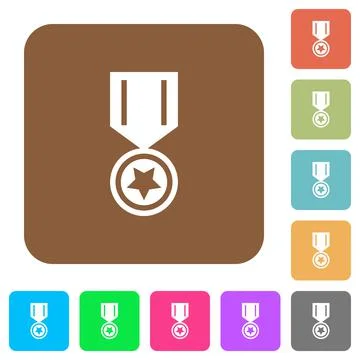 Medal with star rounded square flat icons Stock Illustration