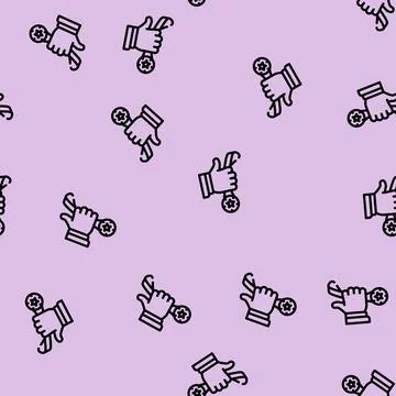 Medal for successful work line vector seamless pattern Stock Illustration