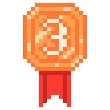Medal, trophy 8-bit pixel graphics icon. Pixel art style. Game assets. 8-bit Illustrazione stock
