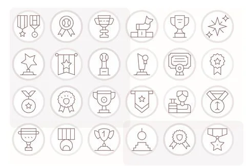 Medal Ultimate Vector Package with 24 High Resolution Thin Line Editable Icon Stock Illustration