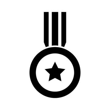 Medal vector icon, full black Ilustración de archivo