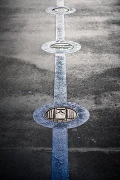 Medallion on the ground of Tower bridge Stock Photos