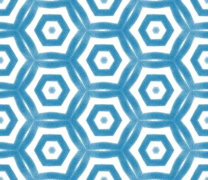 Medallion seamless pattern. Blue symmetrical 스톡 일러스트