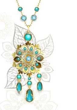 Medallion with turquoise Stock Illustration