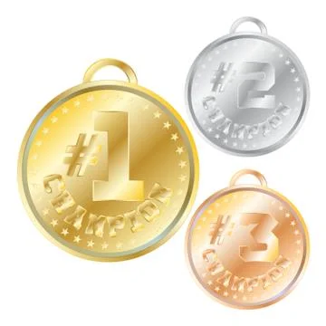 Medals for first, second, third place Stock Illustration