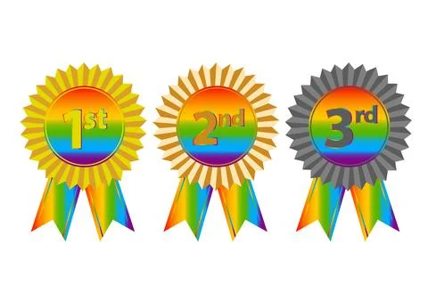 Medals for the first, second, third place in rainbow love concept. LGBT flag Stock Illustration