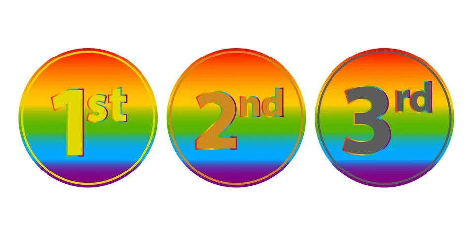 Medals for the first, second, third place in rainbow love concept. LGBT flag. Stock Illustration