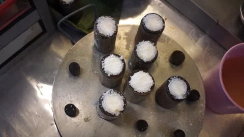 Medan putu bamboo cake Stock Footage 267681211