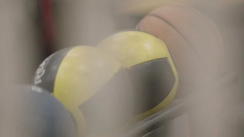 Medballs on a rack Stock Footage 106588436