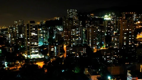 Medellín Night Timelapse Aerial Drone Stock Footage