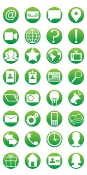 Media and communication icons in circles isolated on white background Ilustración de archivo