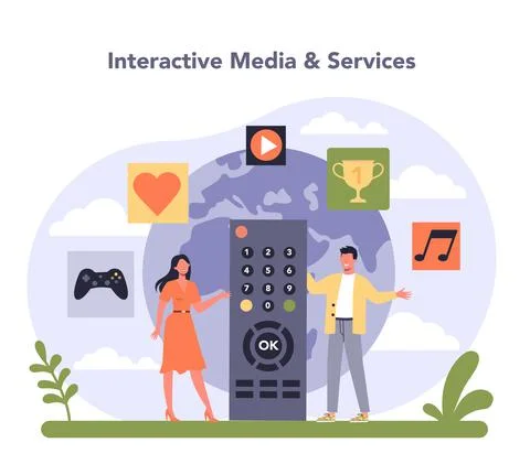 Media and entertainment industry. Multimedia communication and services Stock Illustration